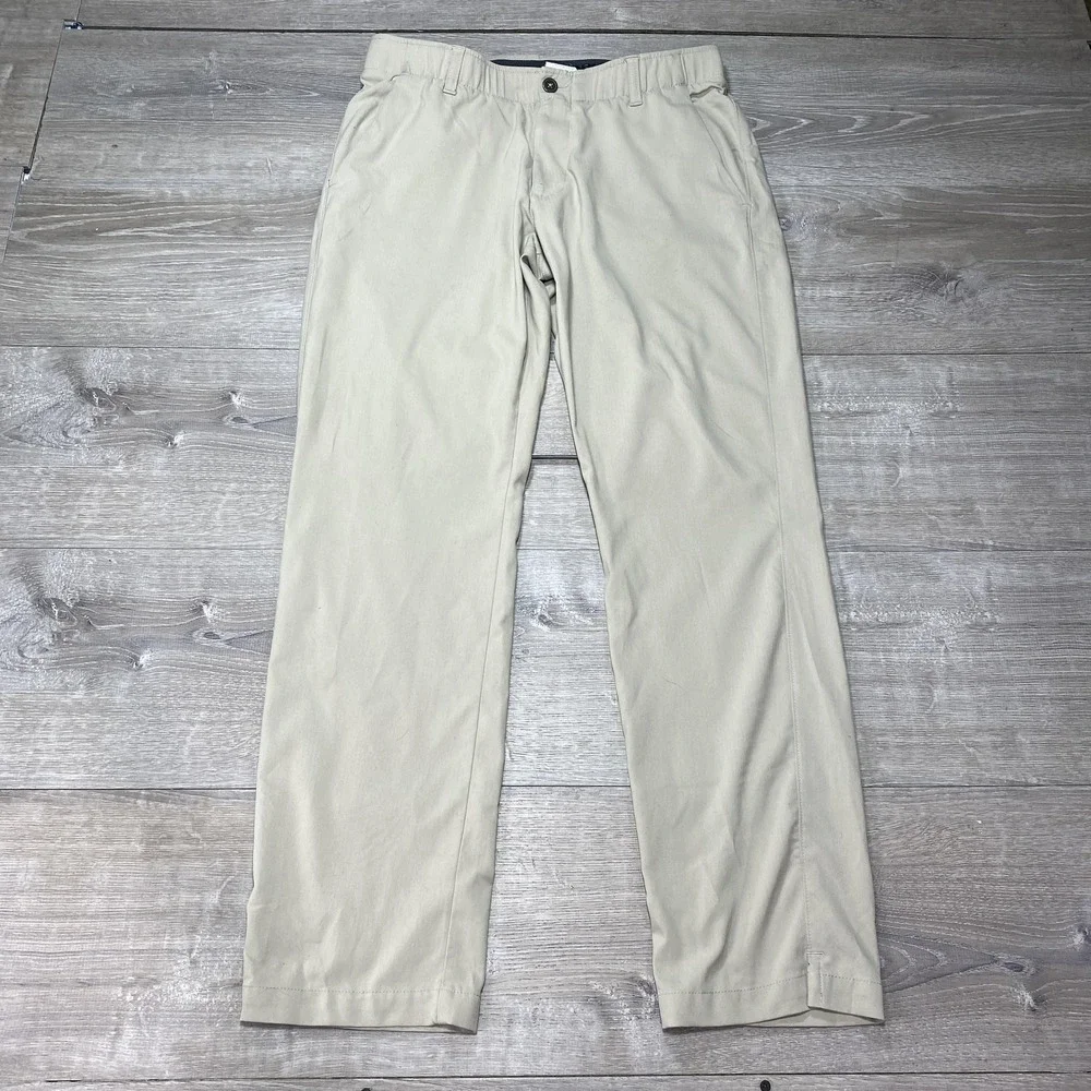 Under Armour Pants Mens 34x32 Khaki Golf Chino Stretch Performance Flat Front‎